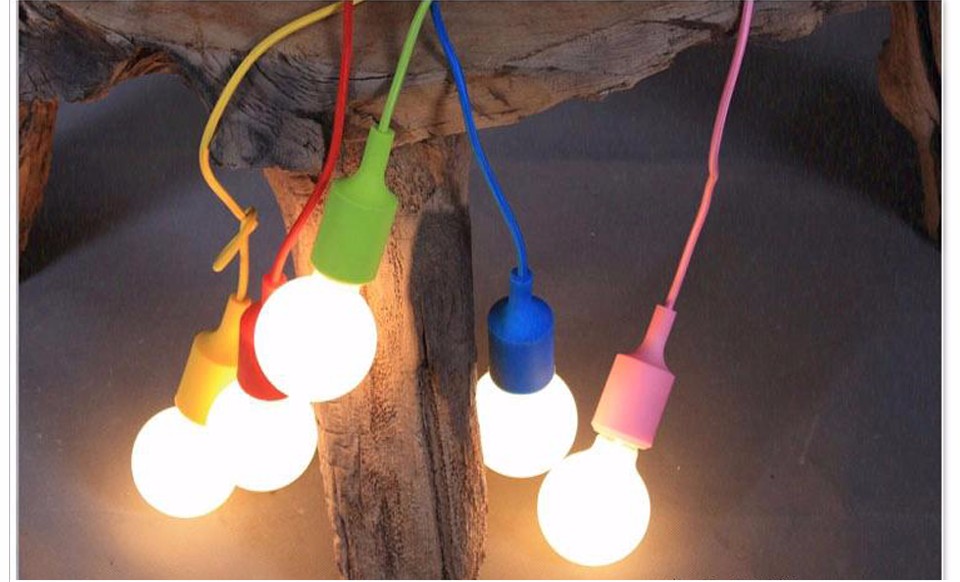 1Pcs Colourful E27 Silicone LED lamp Holder DIY Rainbow Pendant lights Droplight Vintage Edison Bulb For Decoration Art lighting