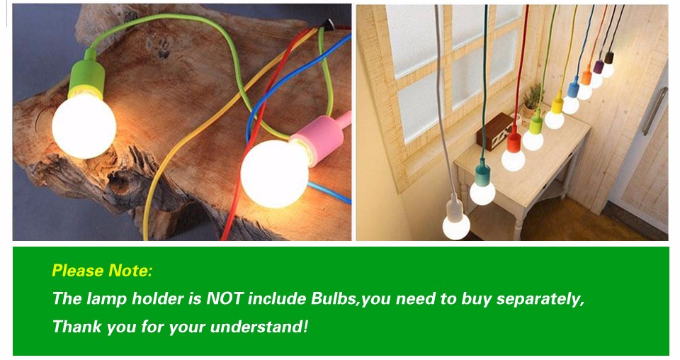 1Pcs Colourful E27 Silicone LED lamp Holder DIY Rainbow Pendant lights Droplight Vintage Edison Bulb For Decoration Art lighting