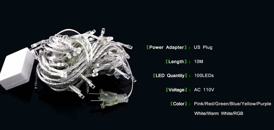 10M 9 color Waterproof LED Holiday String light Christmas Wedding Party Festival Twinkle Decor lamp Bulb 220V 110V strip light