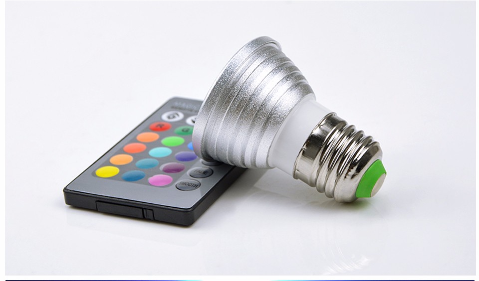 Dimmable E27 RGB LED Bulb 85V 265V 220V 110V LED lamp LED light 24Key RGB Remote Control Spot light Spotlight Night light