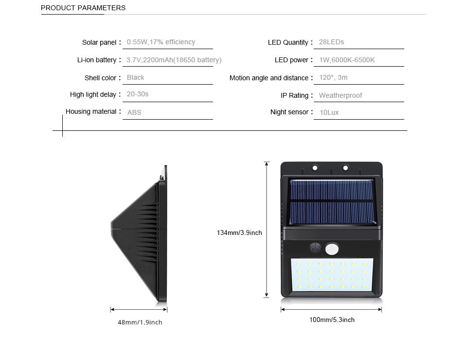 Motion PIR Sensor Solar light 20LEDs solar panel light 28LEDs Separable LED Solar lamp Waterproof Outdoor Wall Security
