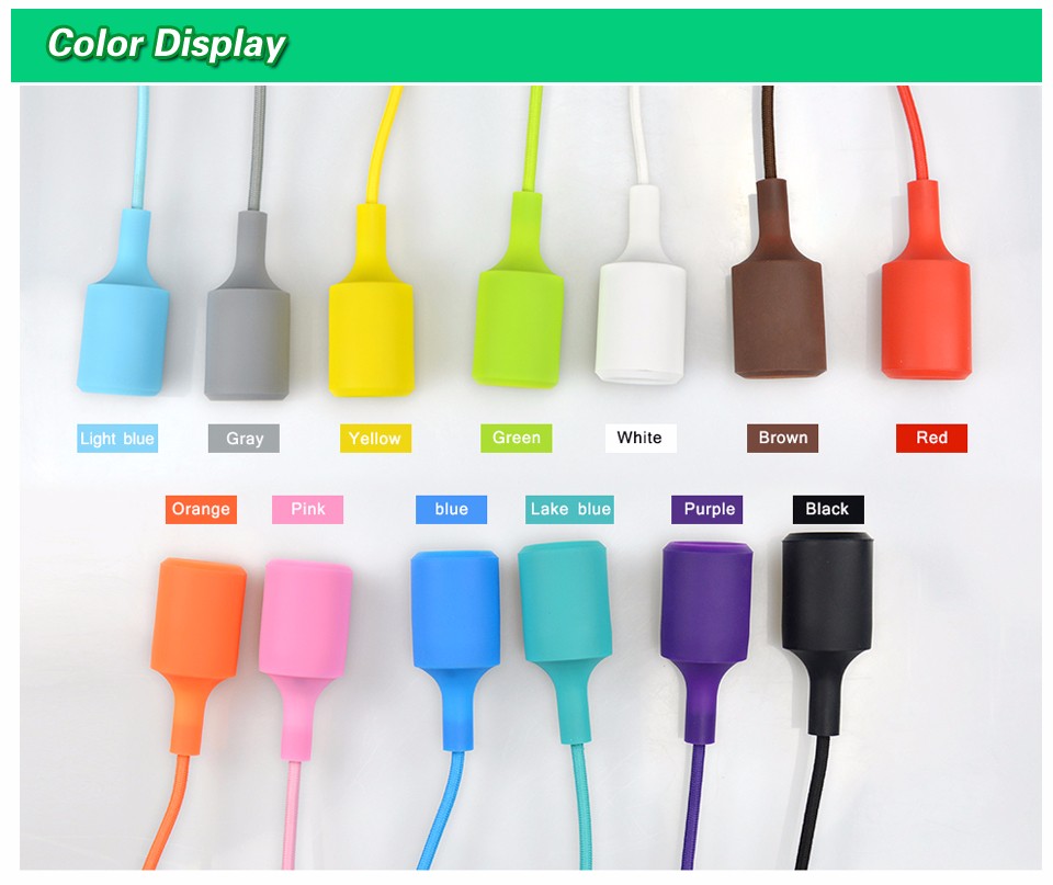 Silicone Pendant Lights lamp Holder Cord base E27 85 265V 5W 7W 9W 12W LED lamp Bulb For DIY Droplight Art lighting