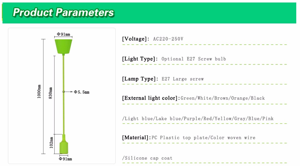 Silicone Pendant Lights lamp Holder Cord base E27 85 265V 5W 7W 9W 12W LED lamp Bulb For DIY Droplight Art lighting