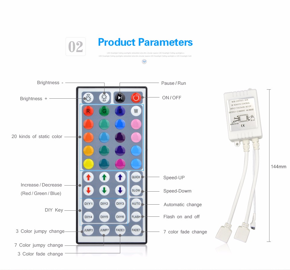 10M 2 x 5M SMD 5050 RGB LED Strip Decorative 300 LEDs light Tape Ribbon 44 Keys IR Remote Controller