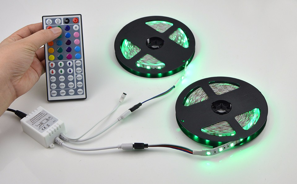 10M 2 x 5M SMD 5050 RGB LED Strip Decorative 300 LEDs light Tape Ribbon 44 Keys IR Remote Controller