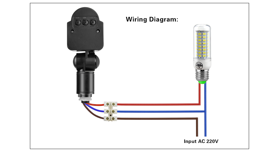 AC 110V 240V LED Motion Sensor Automatic Infrared PIR Motion Sensor Switch Rotating PIR Switch Detector for LED light