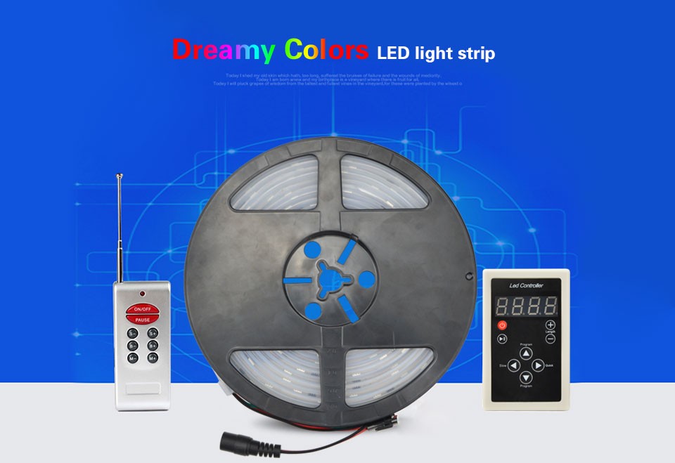 DC12V 5m RGB LED strip Light smart 1903 IC 5050 SMD RGB LED pixels tape addressable Digital IP67 Waterproof RF Remote Control