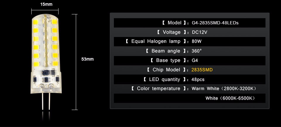 G4 3014 2835 SMD DC12V 24 48LEDs LED corn lamp Bulb Silicone Body Candle Chandelier Replace 20w 30W Halogen light