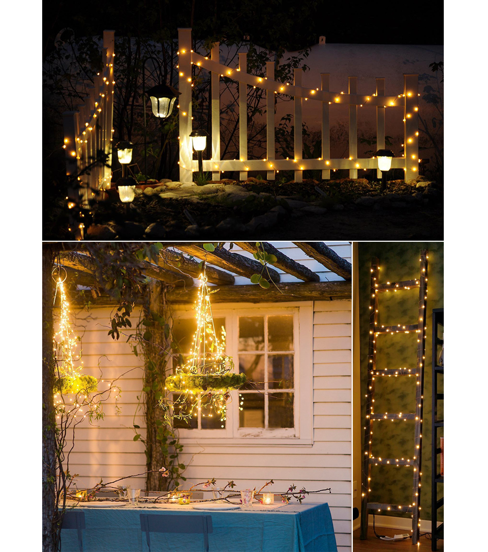 10M 20M LED Solar light Outdoor holiday light LED Copper Wire String lamp Solar Power LED Light Wedding Party Outdoor Solar Lamp