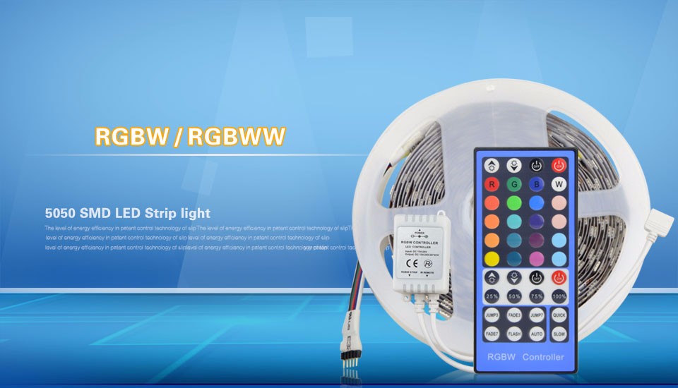 IP20 IP65 SMD 5050 RGBW RGBWW 5M LED strip light DC12V Flexible Ribbon lamp 40key Controller 3A Power Supply Adapter