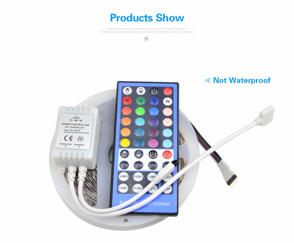 1set IP20 Waterproof IP65 RGBW RGB White RGBWW 12V 5M 5050 LED Strip light Ribbon lamp Tape 40 Keys Remote Controller