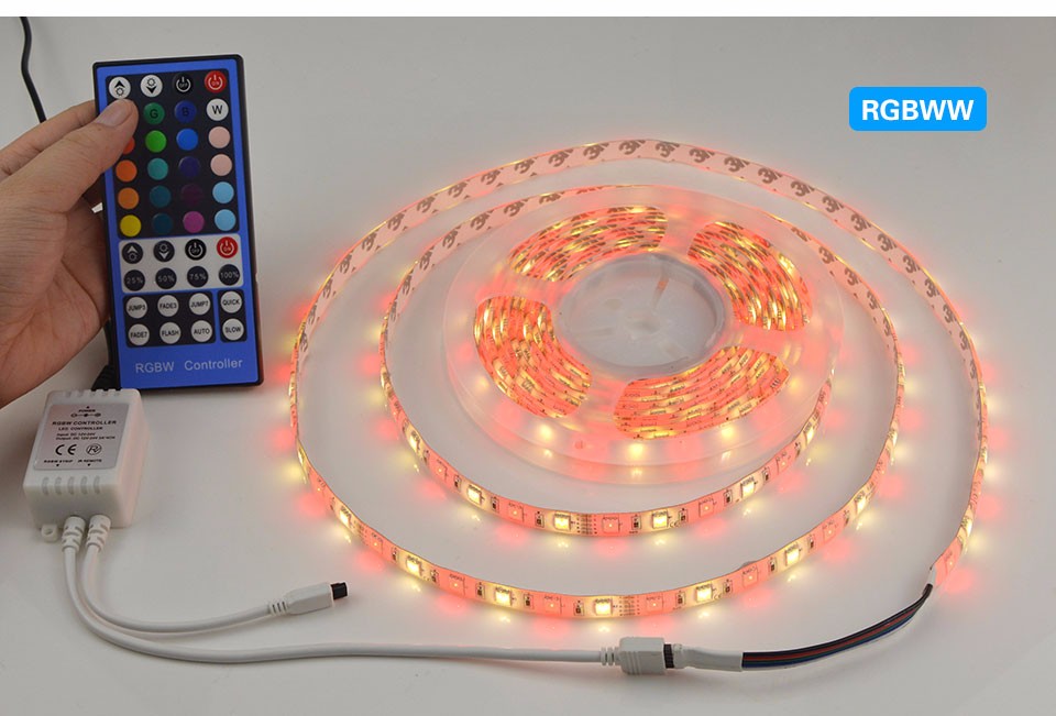 1set IP20 Waterproof IP65 RGBW RGB White RGBWW 12V 5M 5050 LED Strip light Ribbon lamp Tape 40 Keys Remote Controller