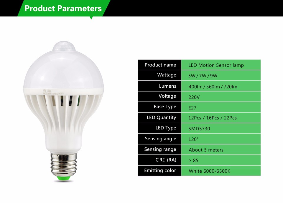 Smart LED ball Bulb E27 5W 7W 9W Emergency Light PIR Motion Sensor LED Night light Lamp for Outdoor Indicators Light Flashlight