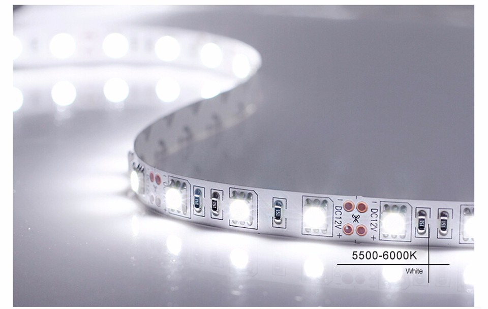 LED Strip light Ribbon 5050 SMD 5M Single Colors 60LEDs M 3A DC 12V Power Adapter For DIY Indoor Decorative