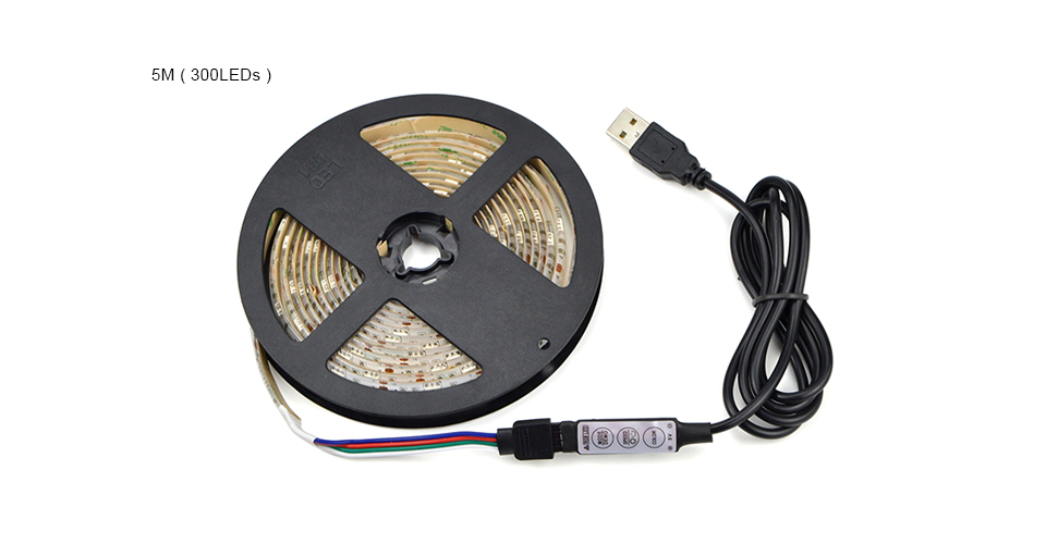 DC 5V 5050 SMD 1m 2m RGB USB cable Led Strip light Ribbon String lighting tape 3key 24key IR RF RGB remote control