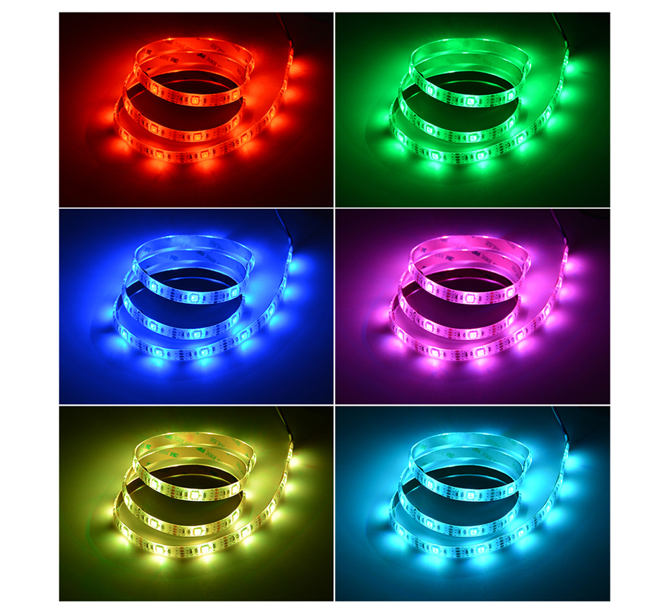 DC 5V 5050 SMD 1m 2m RGB USB cable Led Strip light Ribbon String lighting tape 3key 24key IR RF RGB remote control