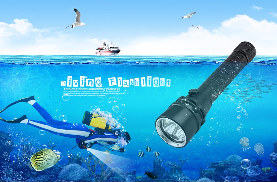 Professionals IP68 Waterproof Portable 3x CREE XML L2 U3 LED Diving Flashlight 100m Underwater Torch Lights For Diver lighting