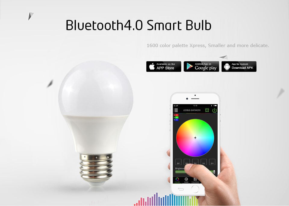 Bluetooth Smart LED RGBW lamp 85V 265V E27 4.5W APP Control Magic Bulb light Suit for IOS Android Smartphone