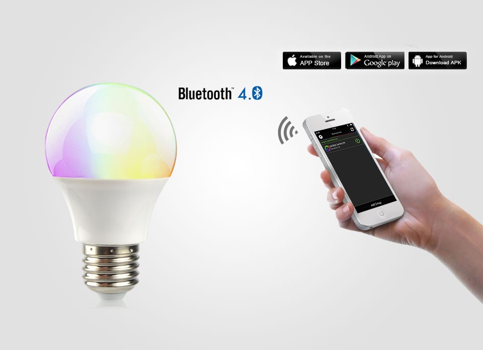 Bluetooth Smart LED RGBW lamp 85V 265V E27 4.5W APP Control Magic Bulb light Suit for IOS Android Smartphone