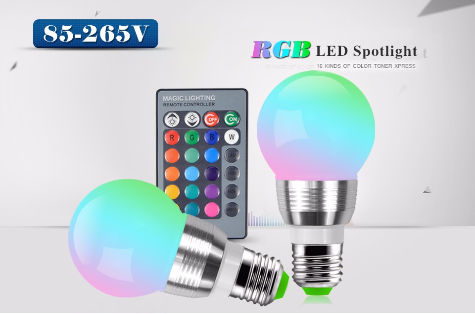 E27 RGB LED Night light lamp 24keys RGB IR Remote control LED Stage light LED Magic Ball Bulb Party Club lamp Holiday light