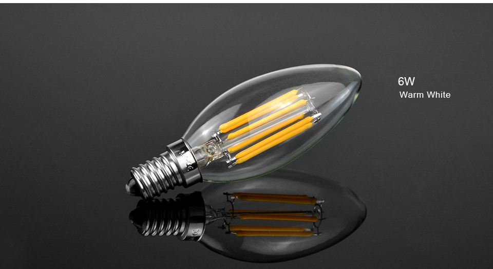 220V 110V Edison Retro E14 COB LED Filament Candle light 2W 4W 6W Decoration Glass LED Bulb lamp For Crystal Chandelier lighting