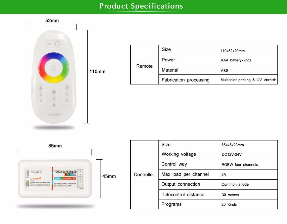 2.4G RGBW RGB LED Controller Touch Screen RF Remote Control DC12V 24key 44 key RGB IR Controller for LED 2835 3528 5630Strip.