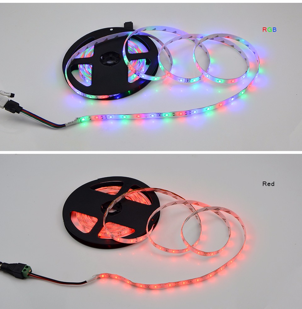 DC12V 5M Waterproof Non Waterproof 2835 RGB LED Strip light String 24 44Key Remoter 3A Power Supply DIY Decor Holiday lighting