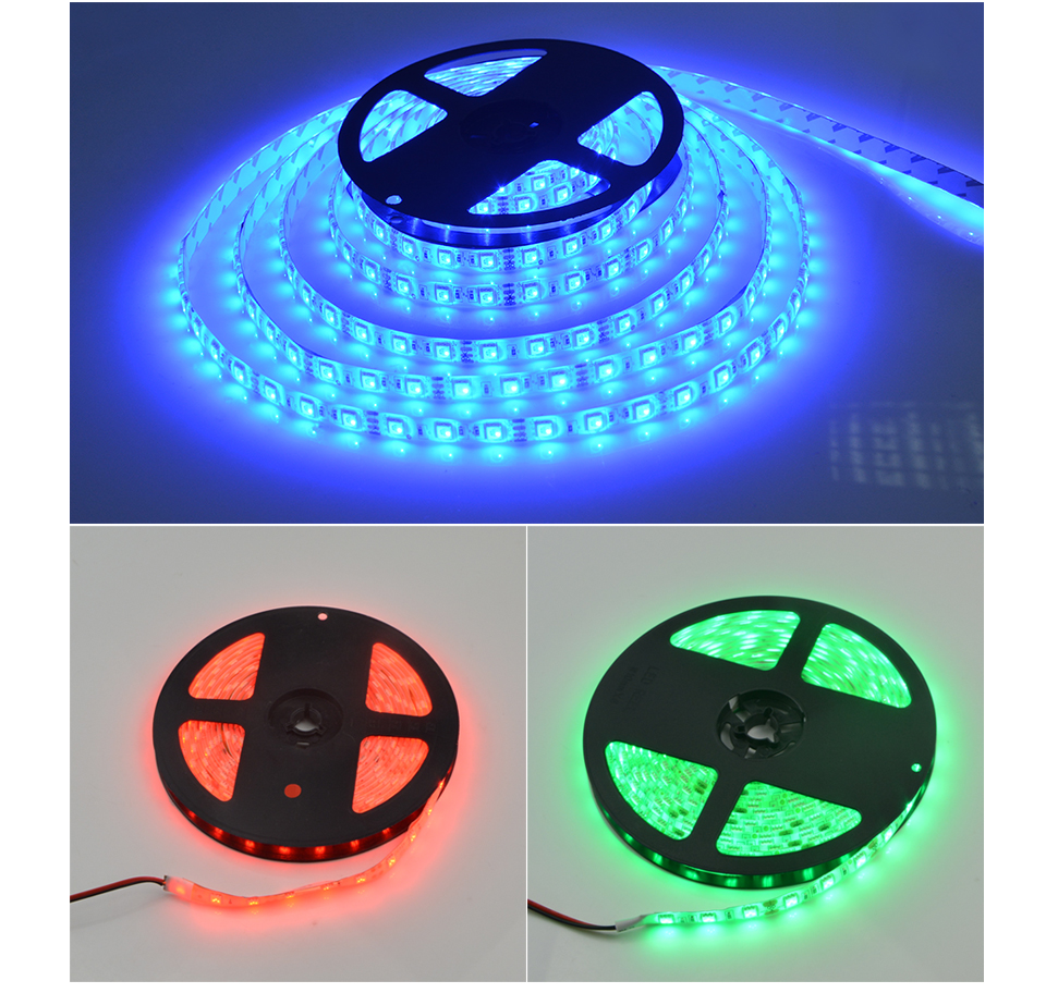 IP65 IP20 No Waterproof 5m DC 12V RGB LED Strip Light 2835 5630 5050 SMD LED ribbon string tape for indoor outdoor lighting