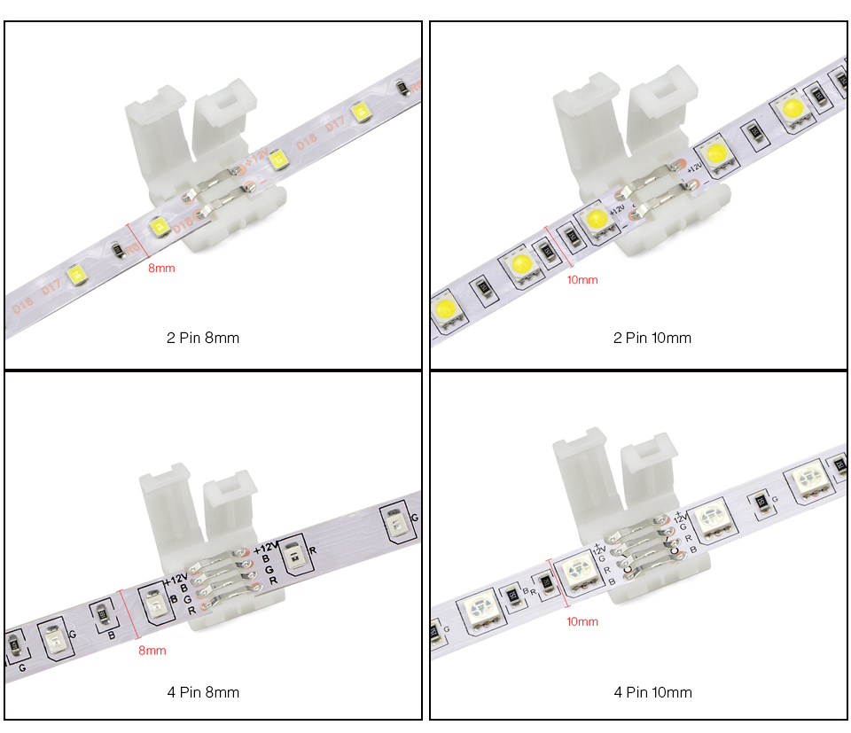 5Pcs 2835 3528 5050 SMD LED Strip light Free Welding accessories 2pin 4pin 8mm 10mm for Single RGB strip ribbon tape