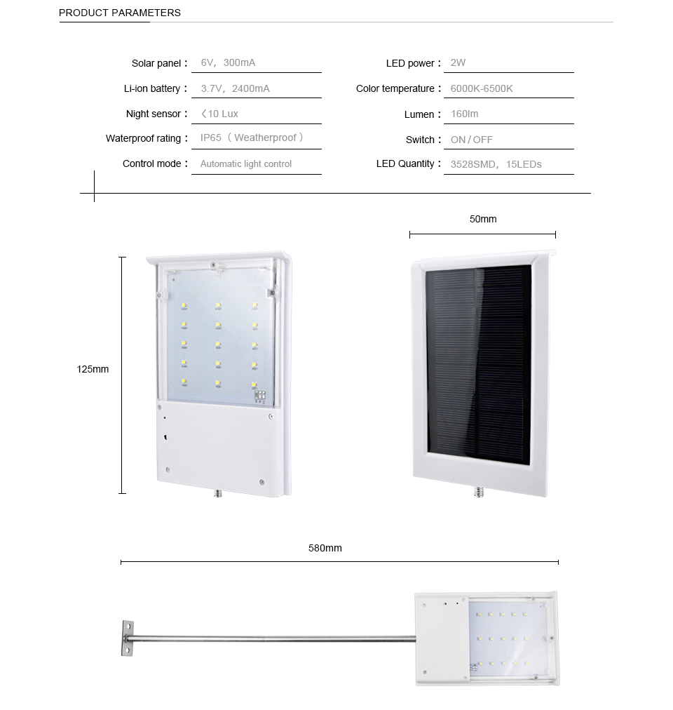 15 LED Solar Panel Powered Street Light Solar Lamp Light Sensor Outdoor Lighting for Garden Path Spot Light Wall Emergency Lamp