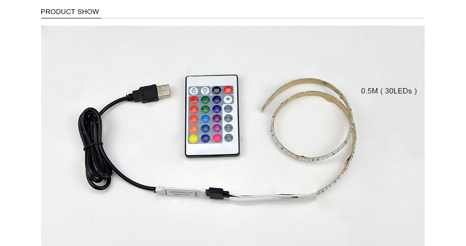 DC 5V 1m 2m 3m 4m 5m 3528 SMD RGB USB cable LED strip light rope Backlight lamp Flat Screen LCD TV Desktop PC Bias lighting