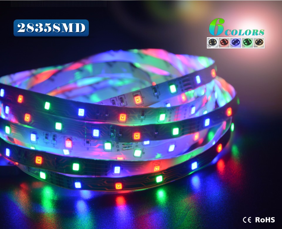 For christmas outdoor 5m DC12V 2835 SMD no waterproof RGB LED Strip Light String Ribbon lamp More Brighter than 3528 3014