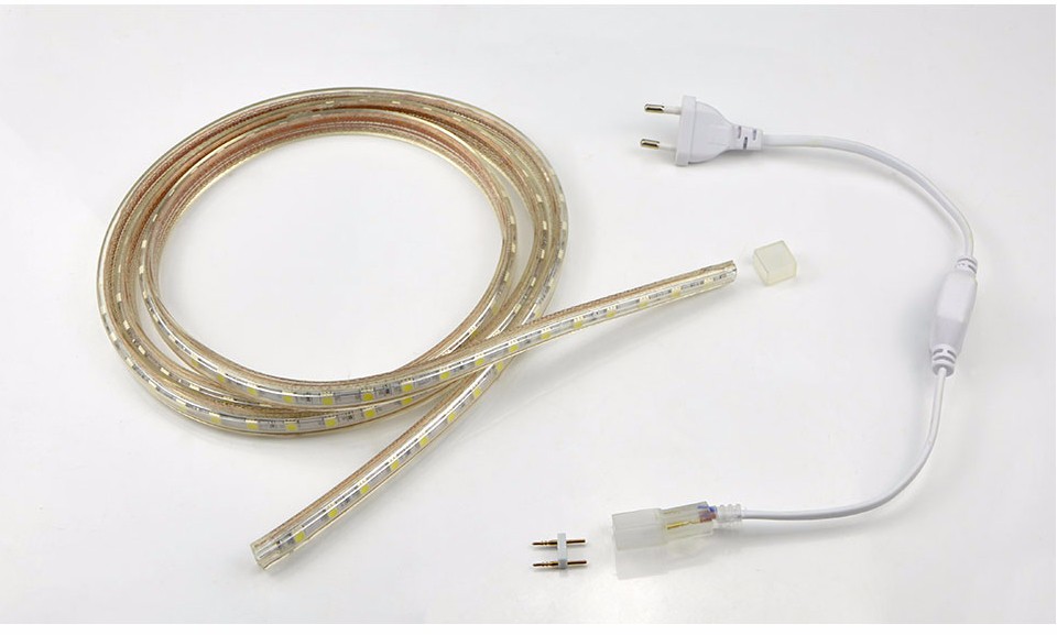 1M 2M 5M 10M 15M Input Voltage AC 220V Flexible 5050 SMD LED Strip light Silicone Tube Waterproof 60LEDs M With EU Power Plug