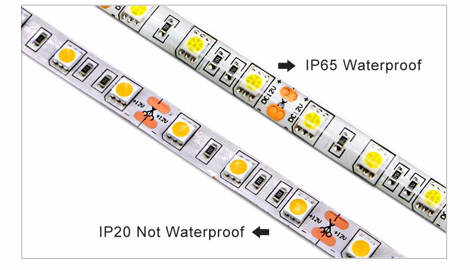 IP65 IP20 No Waterproof 5m DC12V LED Strip Light 2835 5630 5050 SMD 60 LED m LED decor tape for indoor outdoor lighting