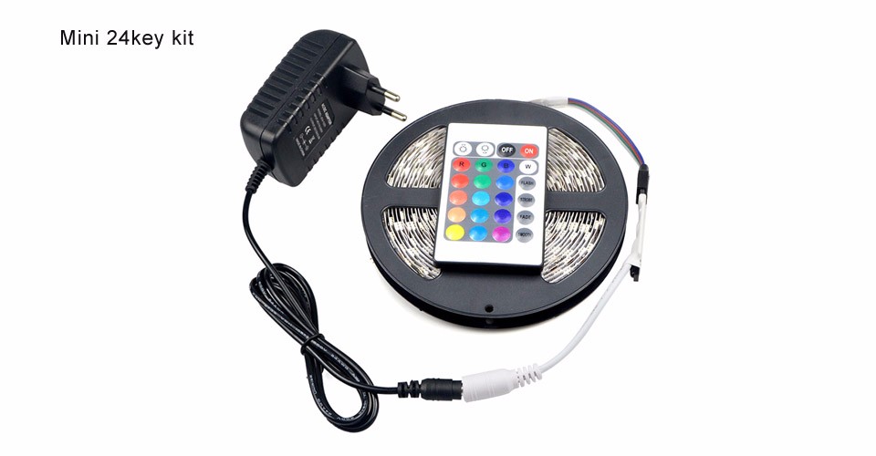 IP20 IP65 SMD 5050 RGB LED Strip light DC12V 60LEDs m 5m Flexible LED Light 3A power supply adapter RGB remote control