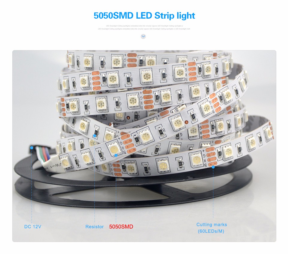 SMD 5050 RGB LED Strip light Ribbon 5M 300 LEDs lamp Tape 24 Keys Remote Controller For Indoor Decorative lighting