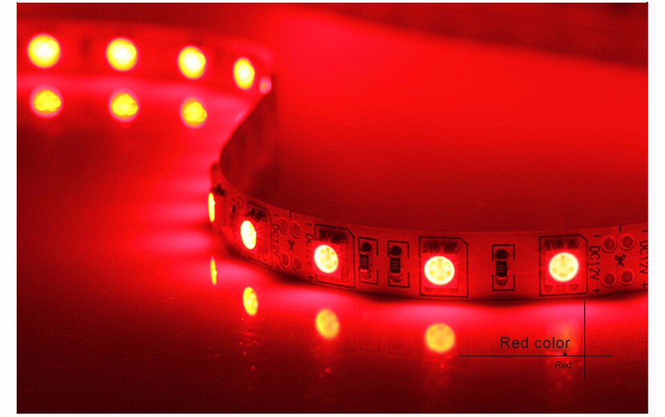 LED Strip light Ribbon 5050 SMD 5M Single Colors 60LEDs M 3A DC 12V Power Adapter For DIY Indoor Decorative