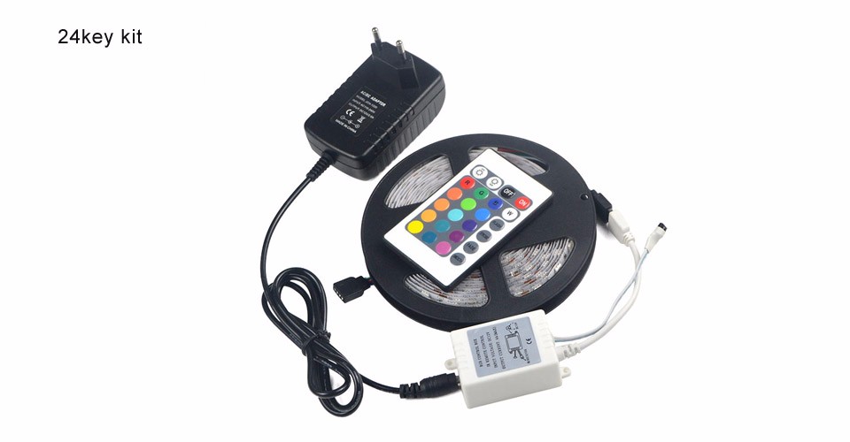 5050 SMD RGB LED Strip light IP20 IP65 DC12V 60LEDs m 5m Flexible LED Light 3A power supply adapter IR remote controller