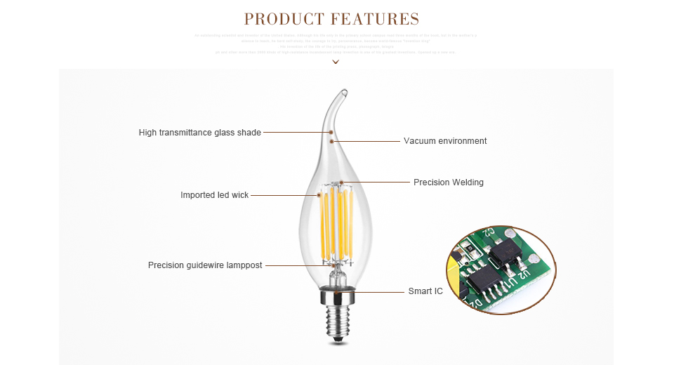 LED light E14 220V 110V Filament LED lamp 2W 4W 6W Edison Glass LED bulb Vintage Edison Candle light