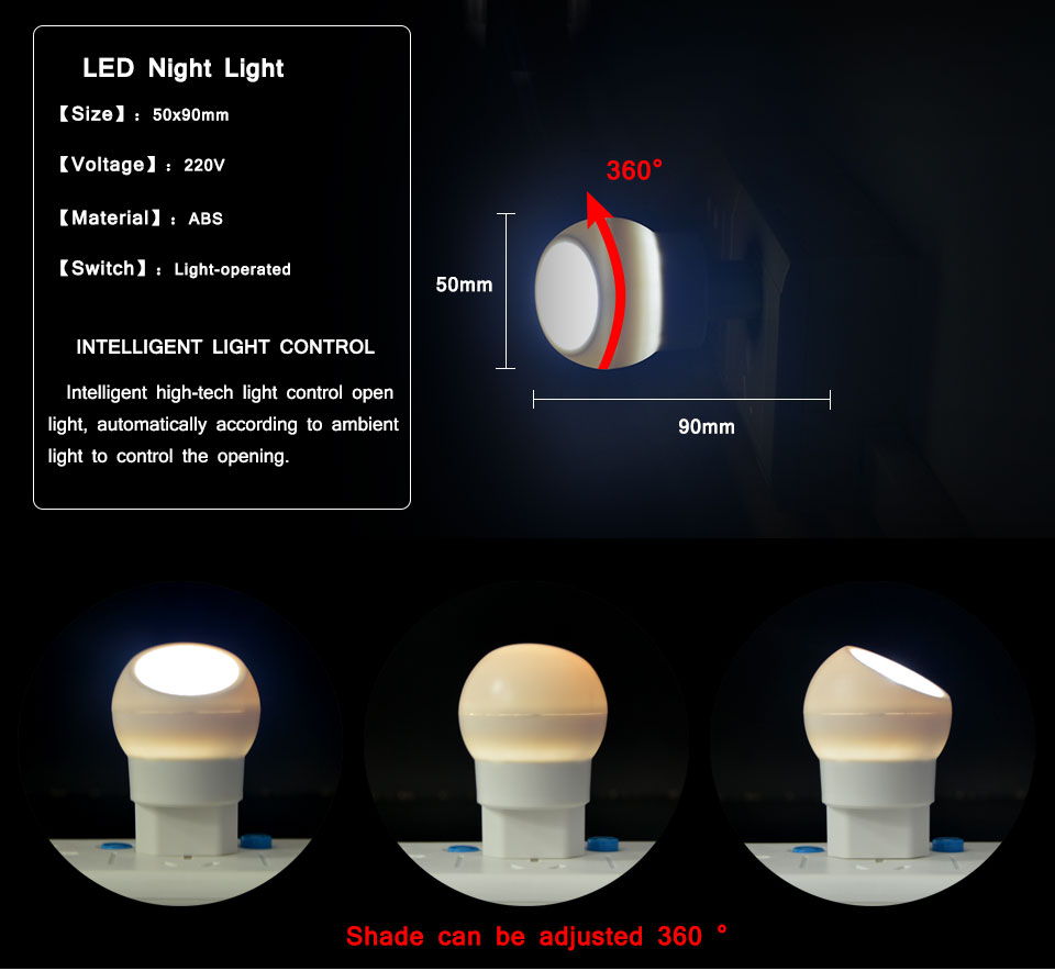 AC 110V 220V Auto Sensor LED Night lights EU plug Smart lighting Control lamp Emergency Bedroom Lamp LED Bulb Night light