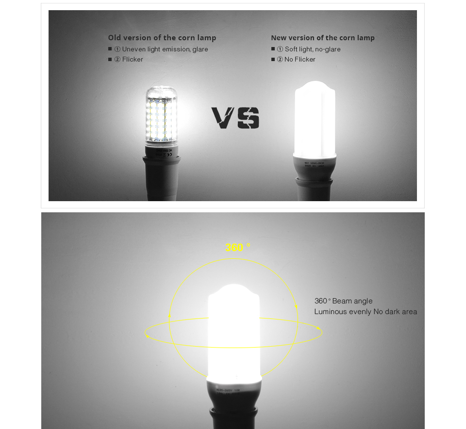 NO Flicker LED reading light 110V 220V 2835 SMD LED Eye protection study lamp 5W 10W 15W LED corn bulb E27 E14 B22 LED Light