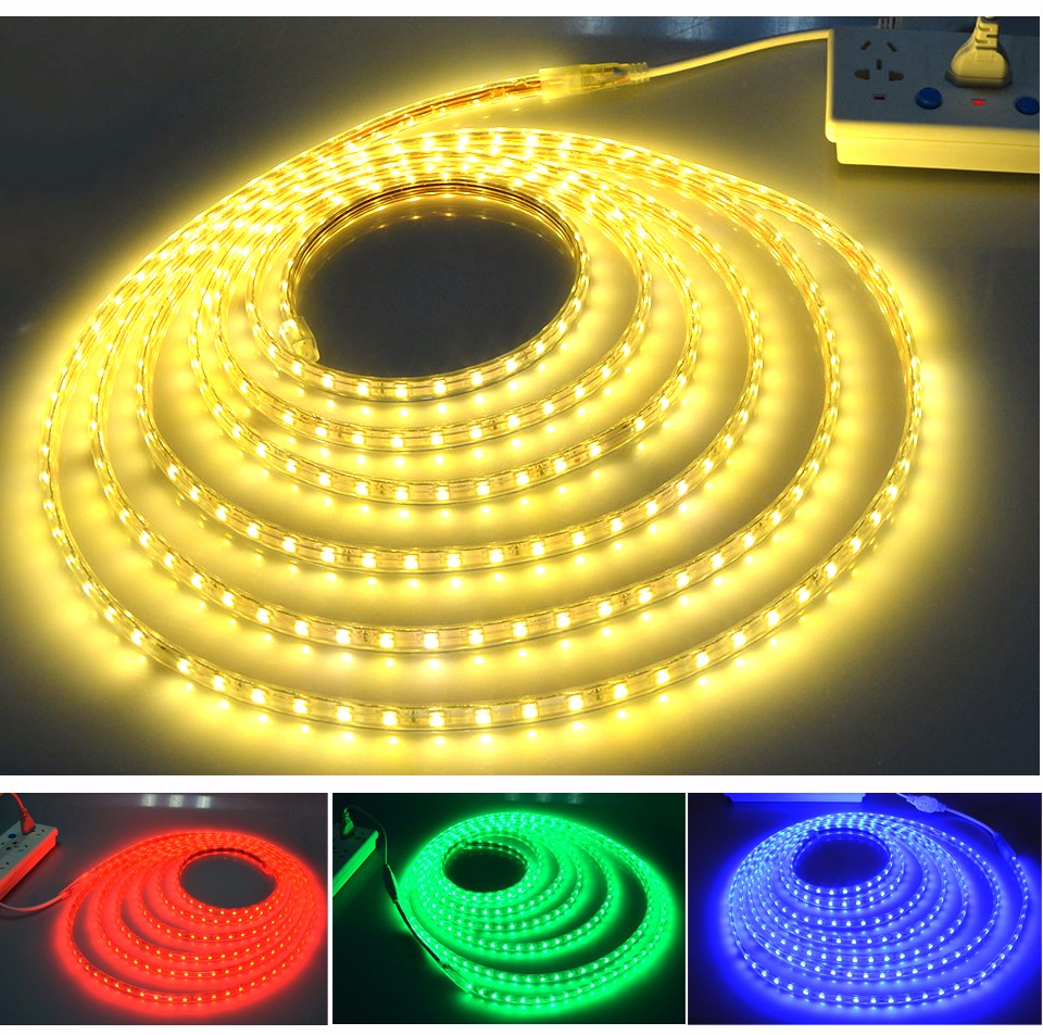 IP67 Waterproof 60led m 220V SMD 5050 Led Strip Light Underwater Light Tape EU Power plug for Swimming Pool Fish Tank Bathroom