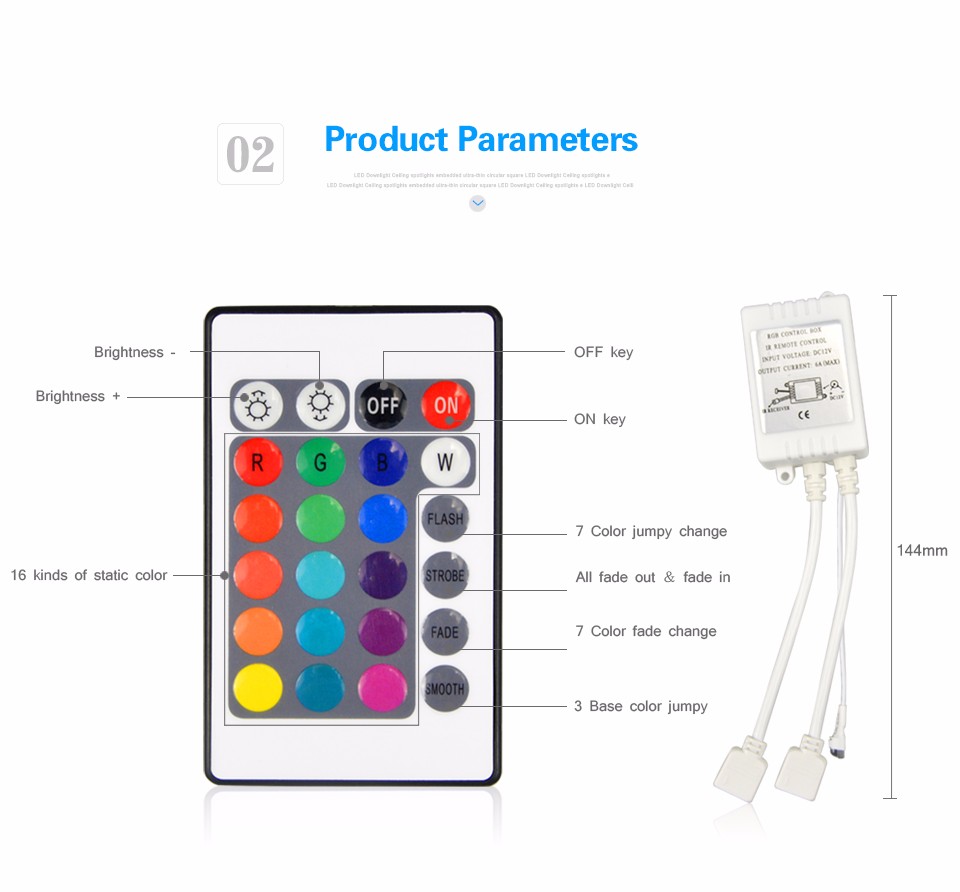 IP20 DC12V 5M 10M 5050 SMD RGB LED Strip light lamp 24Key remote Control 3A adapter power supply Indoor home lighting