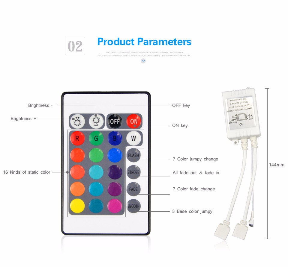 IP20 10M 2 x 5m 5050 SMD RGB led strip light Lamp DC12V 3A Power Supply adapter 24Key Remote Control home lighting tape