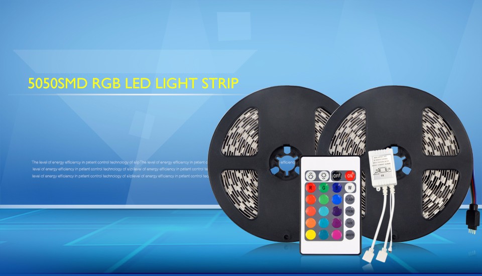IP20 DC12V 5M 10M 5050 SMD RGB LED Strip light lamp 24Key remote Control 3A adapter power supply Indoor home lighting