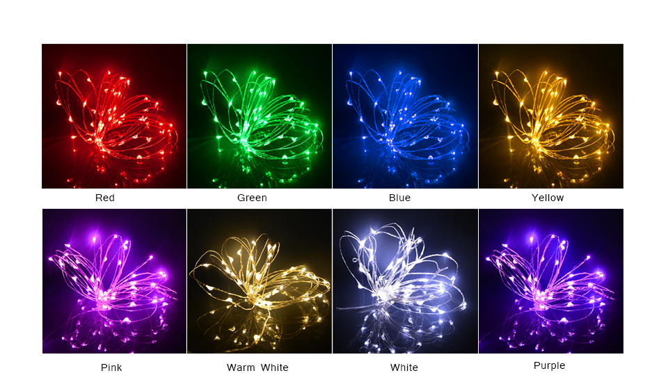 2m 5m led decoration lights LED Strip Light Battery Powered RGB LED Copper Wire Fairy String Lights for Christmas home lighting