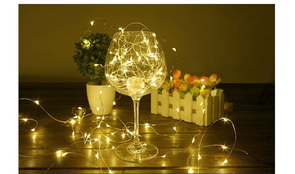 2m 5m led decoration lights LED Strip Light Battery Powered RGB LED Copper Wire Fairy String Lights for Christmas home lighting