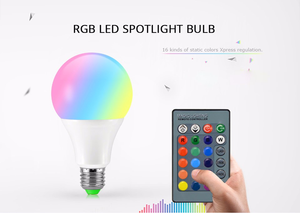 RGB LED Stage Lighting 3W 10W 85 265V 220V 110V E27 RGB LED spotlight Night light lamp 24keys Remote control Home Entertainment