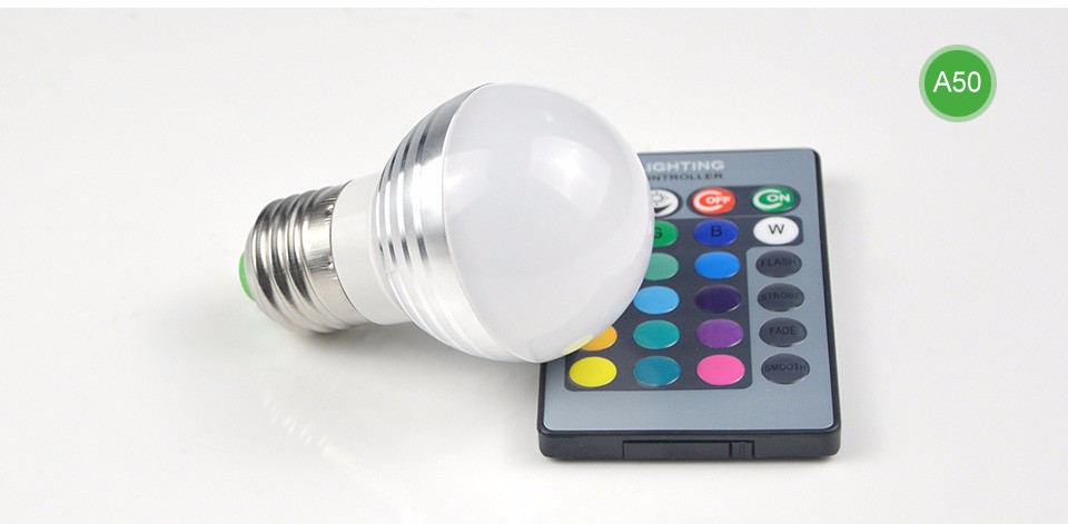 RGB LED Stage Lighting 3W 10W 85 265V 220V 110V E27 RGB LED spotlight Night light lamp 24keys Remote control Home Entertainment