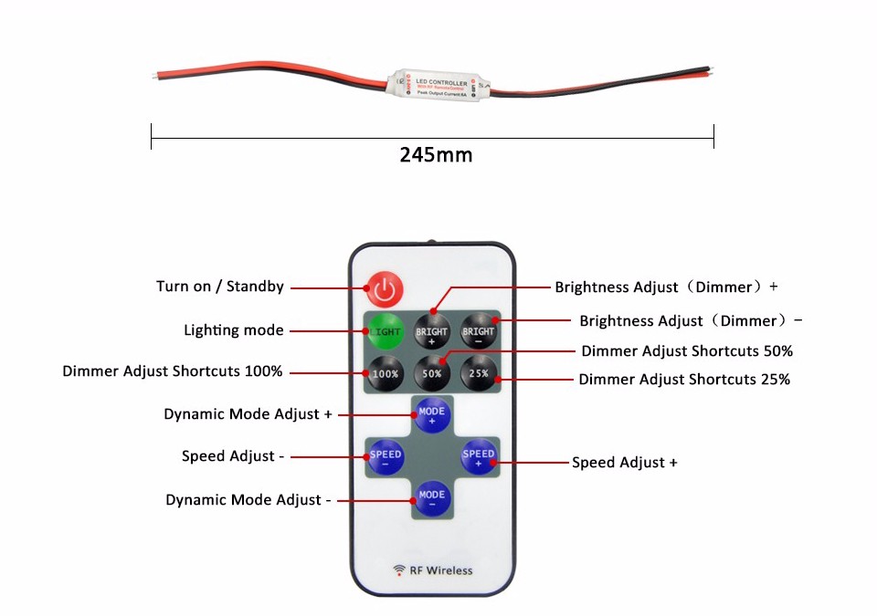 Accessoires 24key 44 key RGB RGBW Dimmer 3A 5A power adapter Single color controller connector For SMD 5050 5630 LED strip light